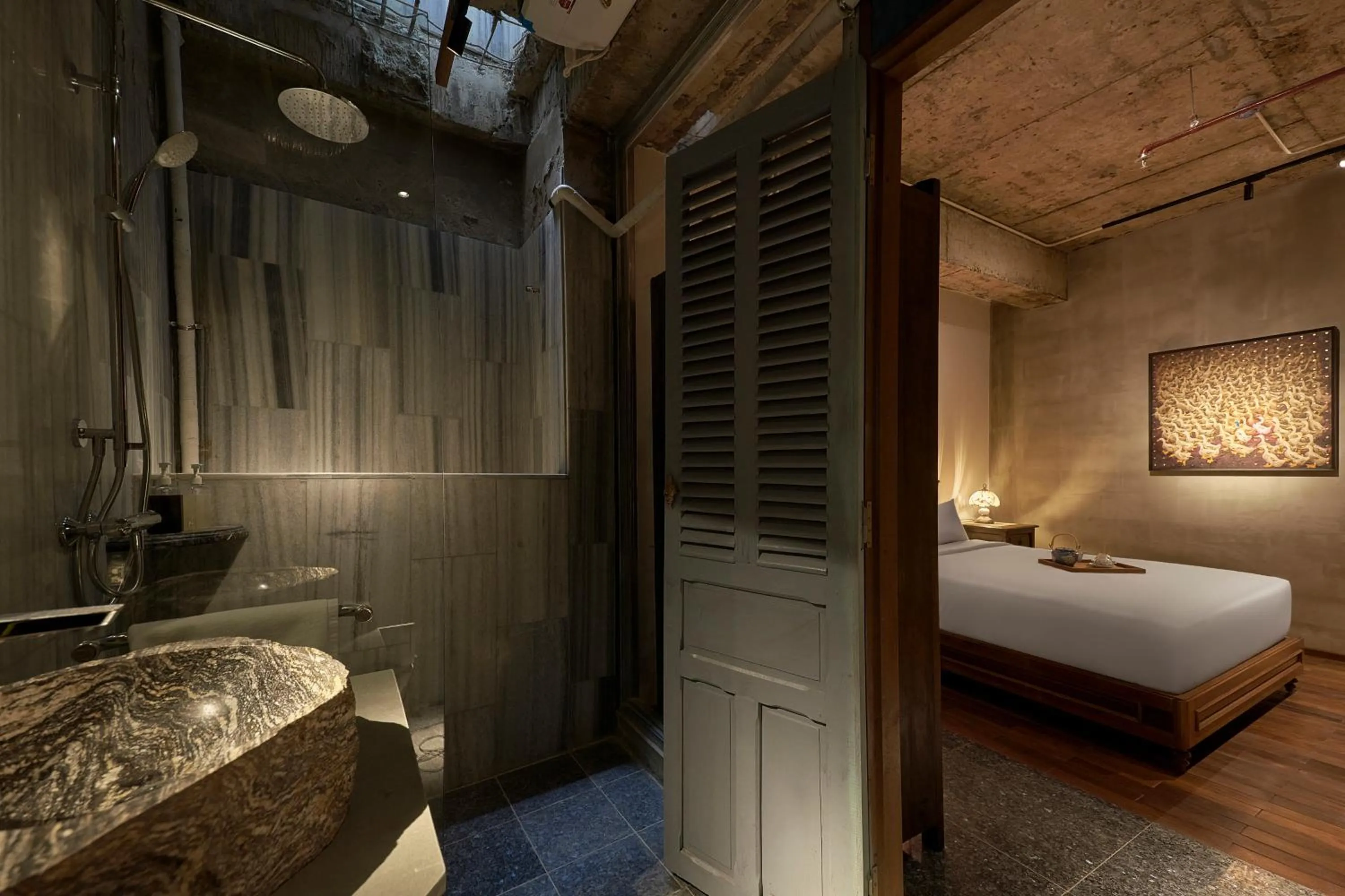 Bathroom, Bed in Anima Saigon Boutique - Vietnamese Contemporary Art Hotel