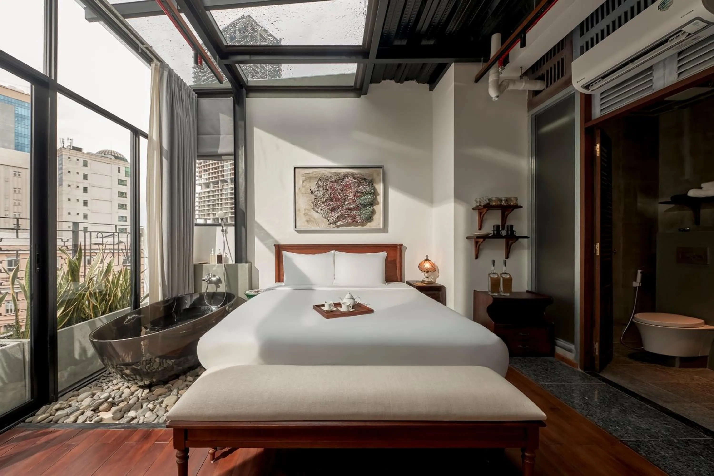 View (from property/room), Bed in Anima Saigon Boutique - Vietnamese Contemporary Art Hotel