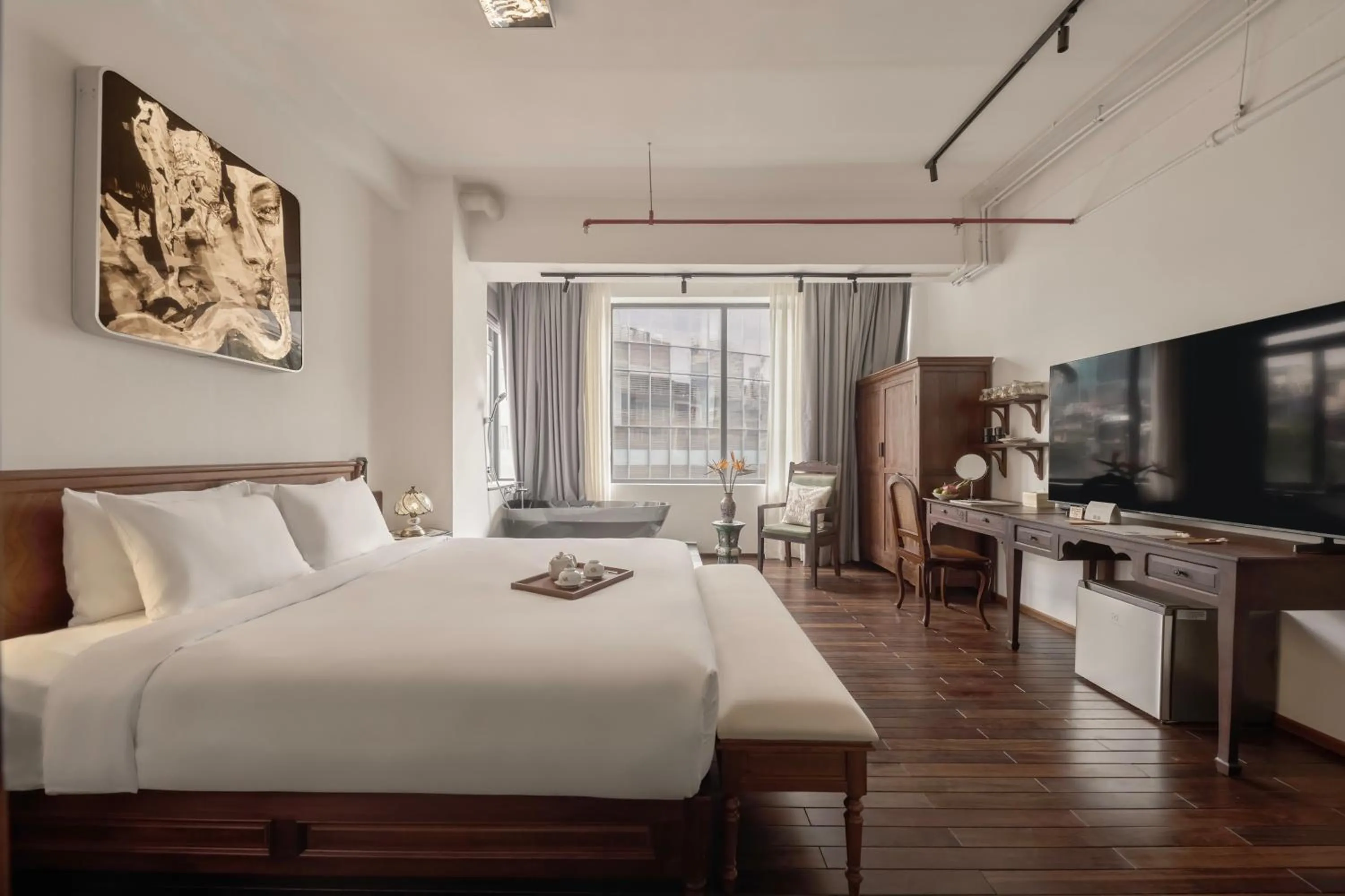 View (from property/room), Bed in ANIMA - Vietnamese Contemporary Art Boutique Hotel