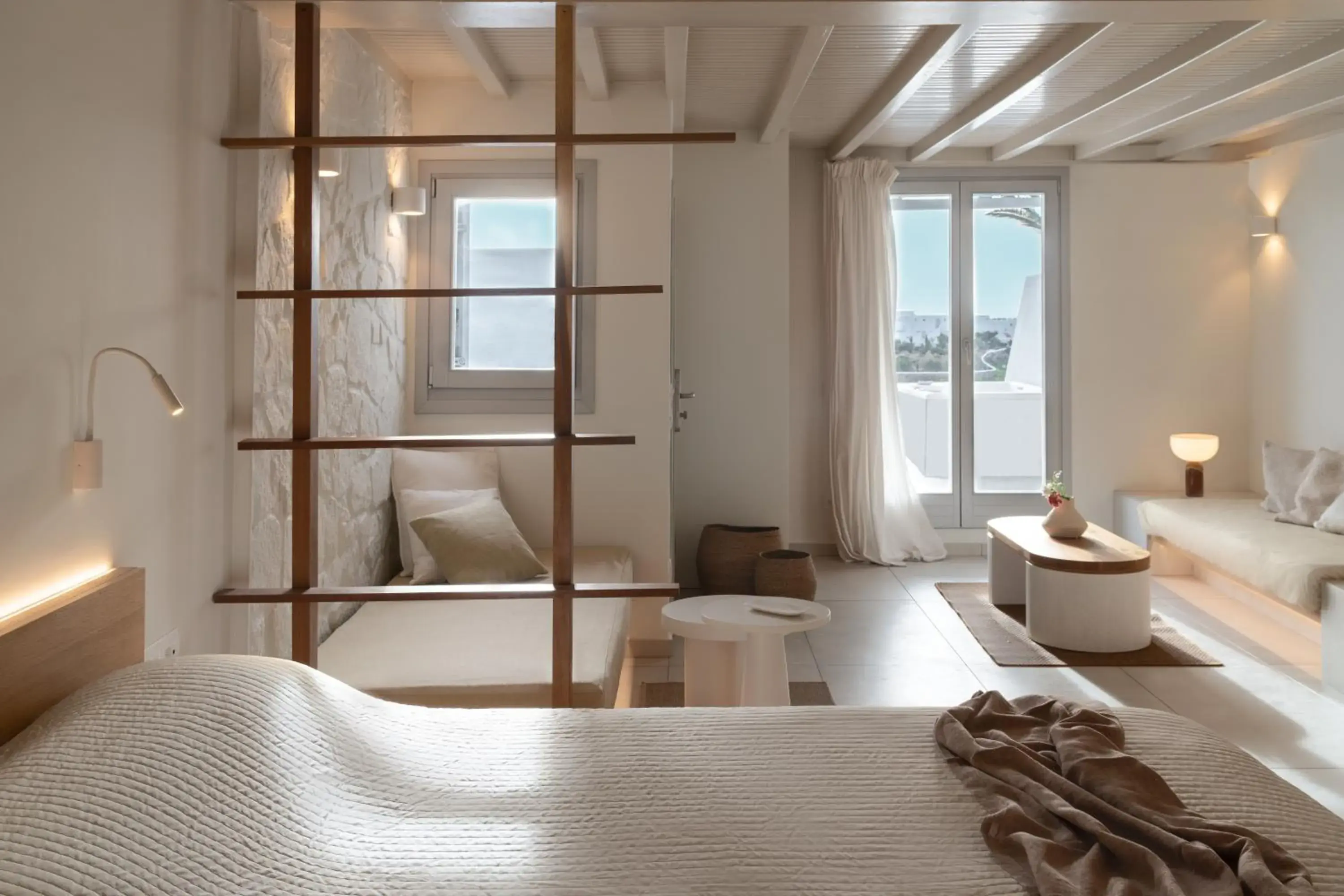 Decorative detail, Bed in Andronikos Hotel Decorative detail, Bed in Andronikos Hotel