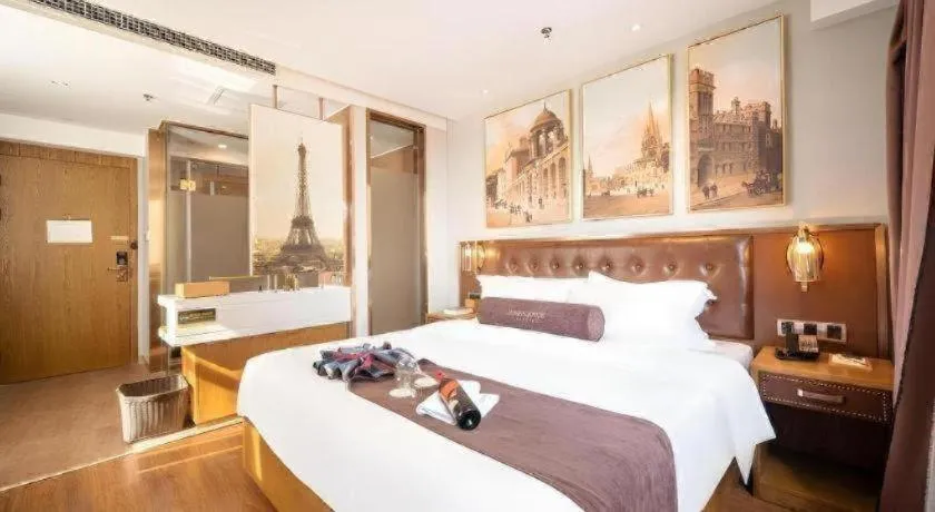 Bed in James Joyce Coffetel·Huludao Xingcheng Seaside Tourist Scenic Spot