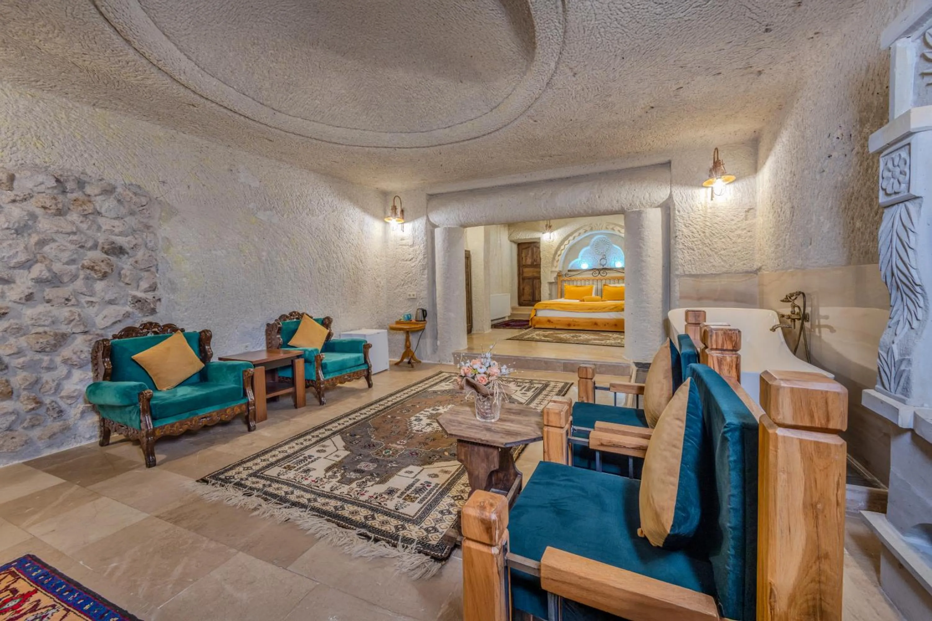 Seating area in Onur Cave Cappadocia