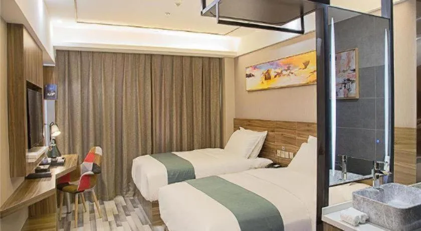 Bed in Borrman Hotel Zhenjiang Dashikou Suning Plaza