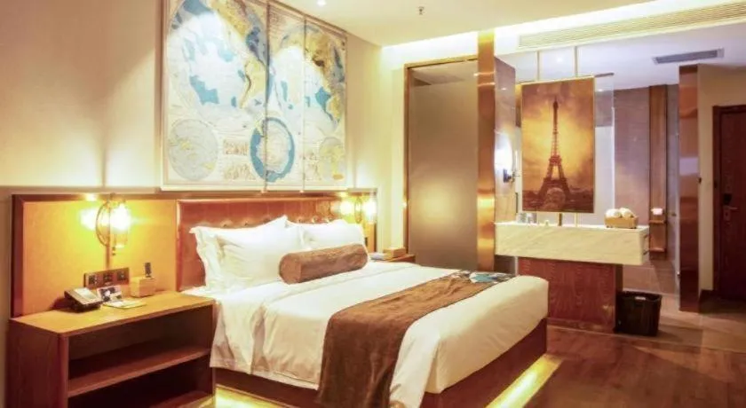 Bed in James Joyce Coffetel· Yinchuan International Exhibition Center Wanda Square Qinshui Street