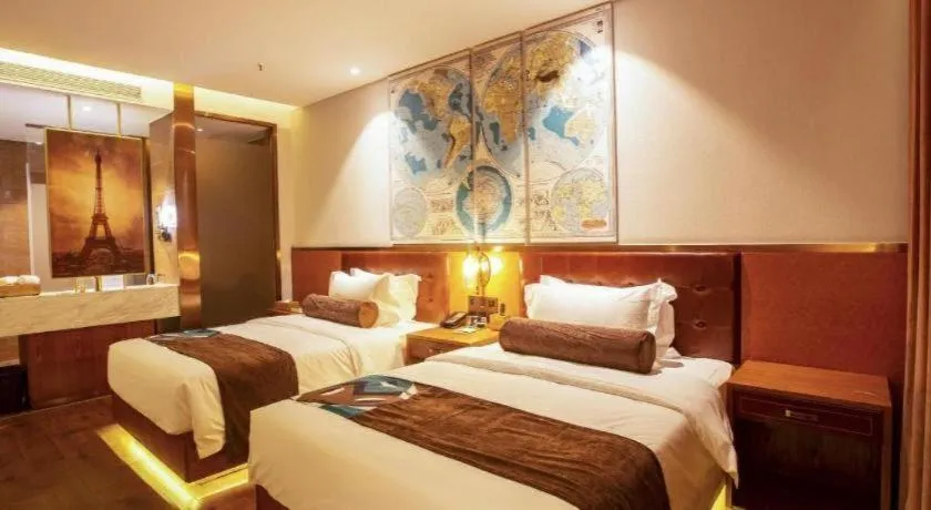 Bed in James Joyce Coffetel· Yinchuan International Exhibition Center Wanda Square Qinshui Street