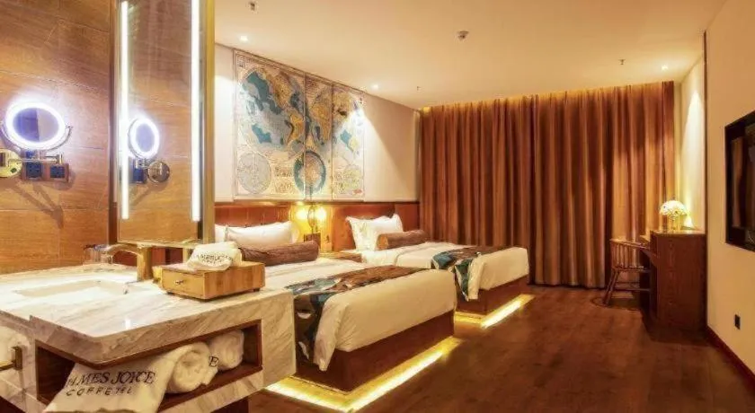 Bed in James Joyce Coffetel· Yinchuan International Exhibition Center Wanda Square Qinshui Street