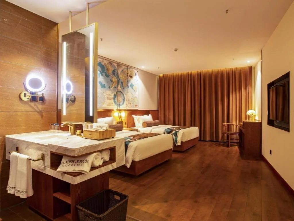 Bed in James Joyce Coffetel· Yinchuan International Exhibition Center Wanda Square Qinshui Street