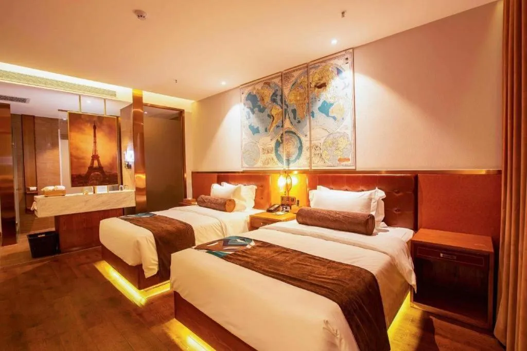 Bed in James Joyce Coffetel· Yinchuan International Exhibition Center Wanda Square Qinshui Street