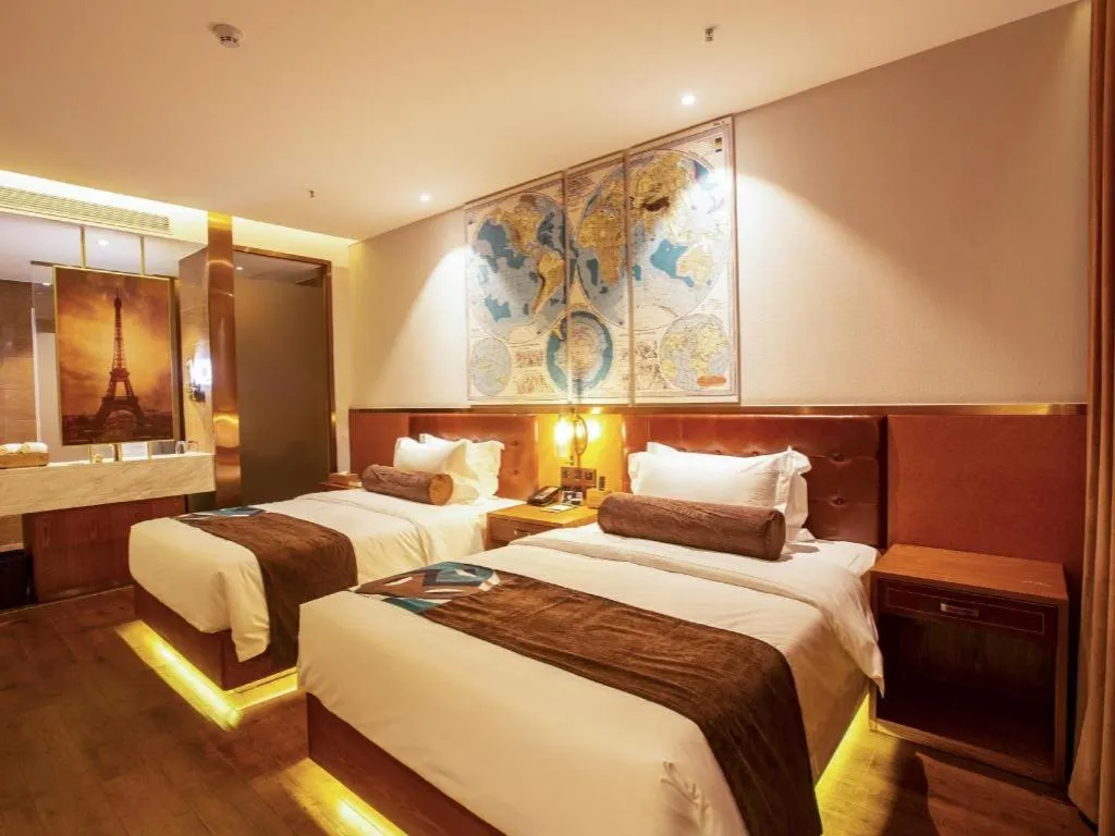 Bed in James Joyce Coffetel· Yinchuan International Exhibition Center Wanda Square Qinshui Street