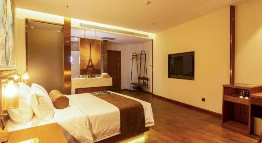 Bed in James Joyce Coffetel· Yinchuan International Exhibition Center Wanda Square Qinshui Street