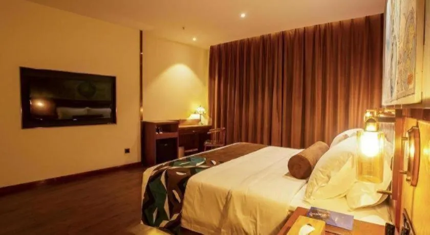 Bed in James Joyce Coffetel· Yinchuan International Exhibition Center Wanda Square Qinshui Street