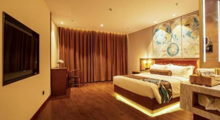 Bed in James Joyce Coffetel· Yinchuan International Exhibition Center Wanda Square Qinshui Street