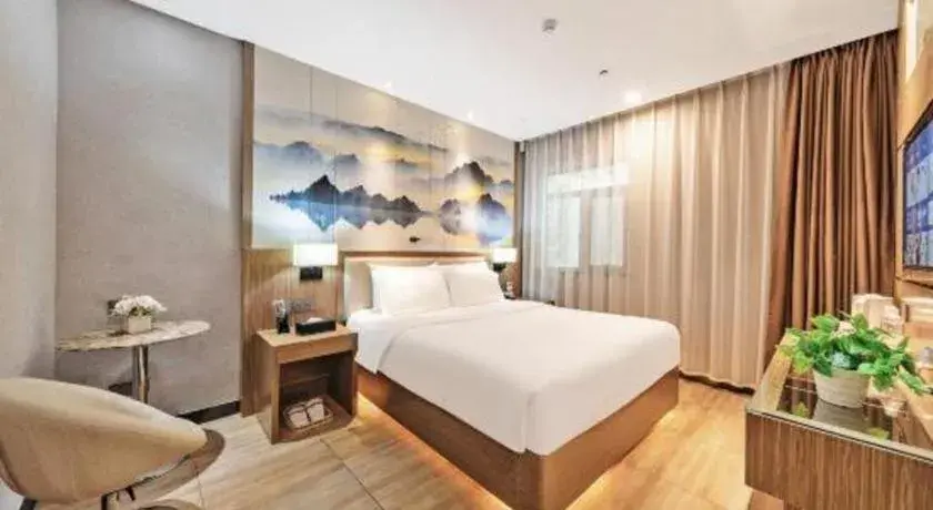 Bed in ZMAX Hotel Beijing Tongzhou Universal Tourist Resort Linheli Metro Station Bed in ZMAX Hotel Beijing Tongzhou Universal Tourist Resort Linheli Metro Station