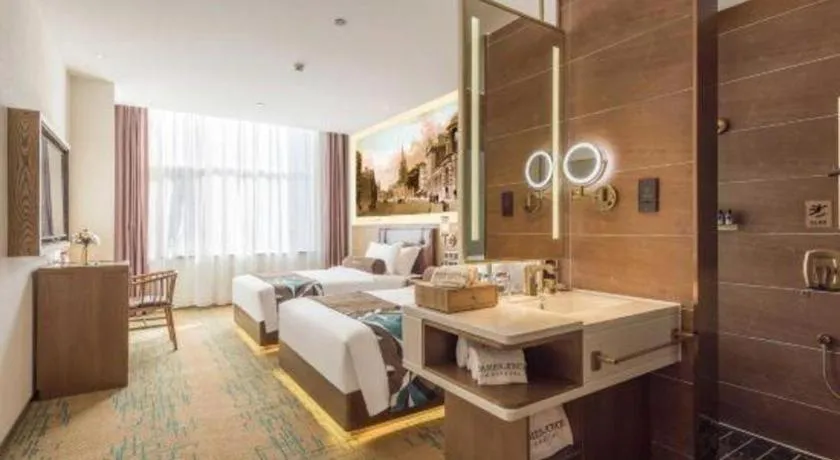 Bed in James Joyce Coffetel Beijing Pinggu Hospital Century Square