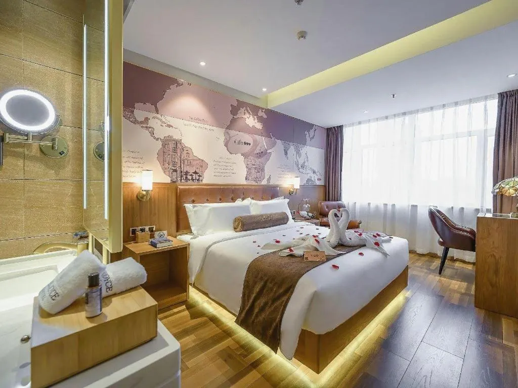 Bed in James Joyce Coffetel Shenyang North Railway Station Qishan Road Metro Station