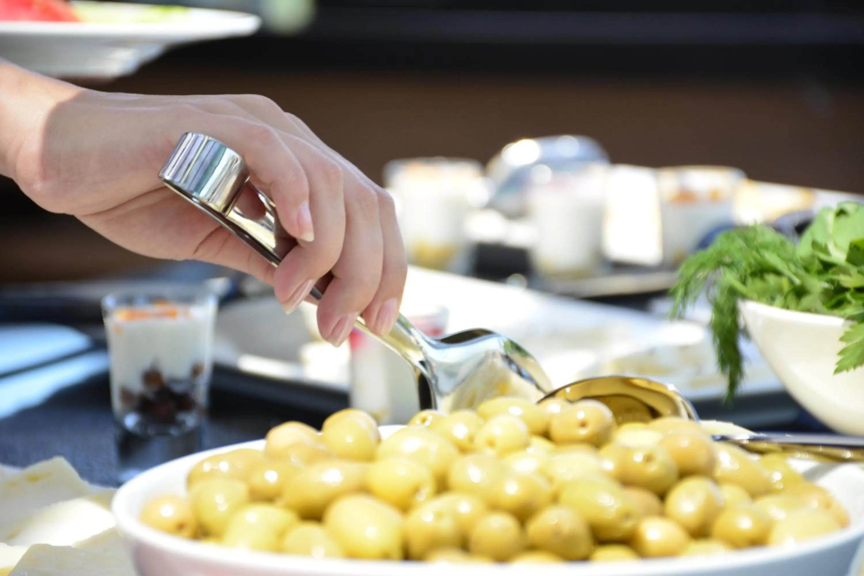 Buffet breakfast in Maison Vourla Hotel