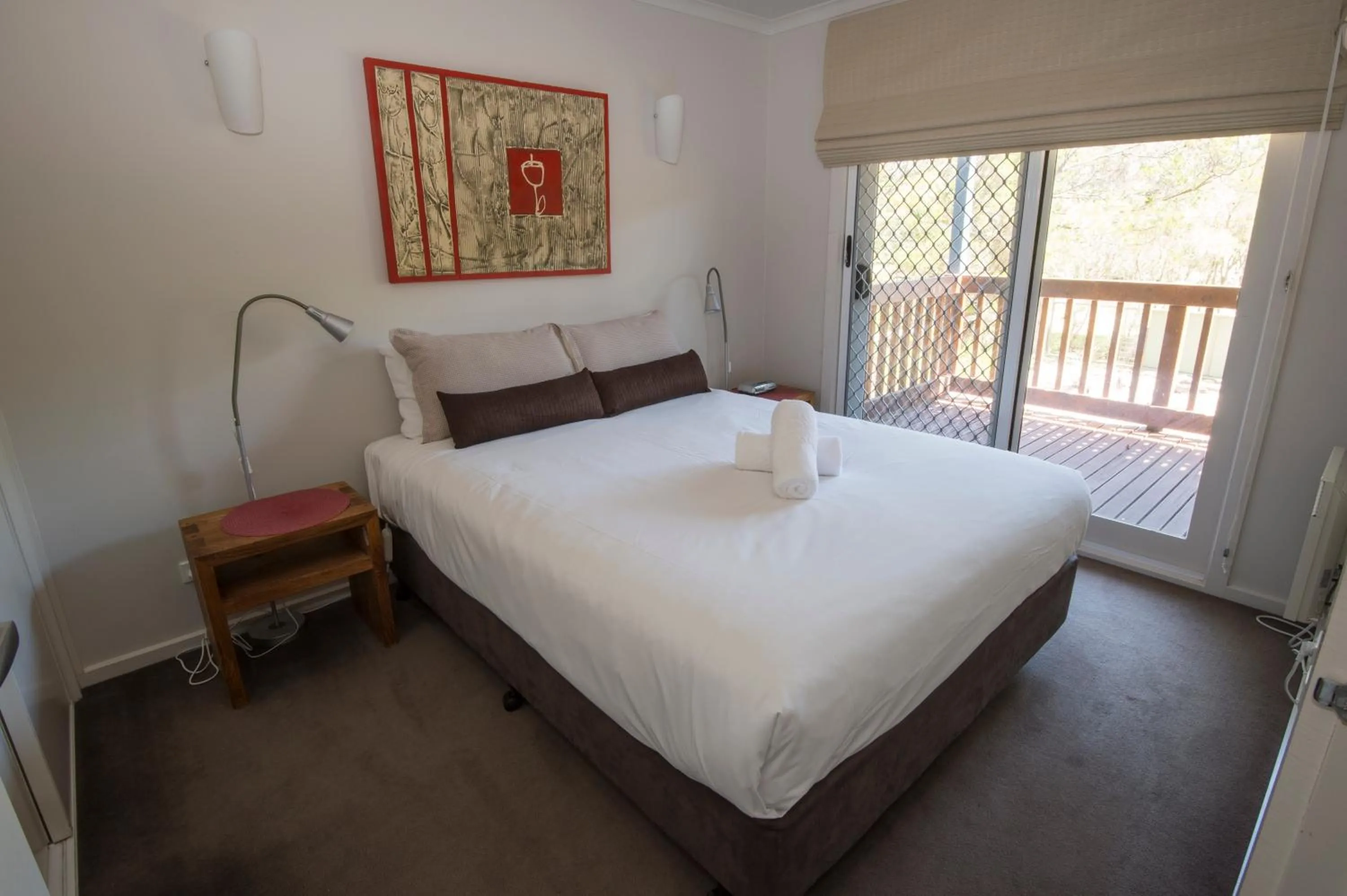 Patio, Bed in The Lakes Beachfront Holiday Park