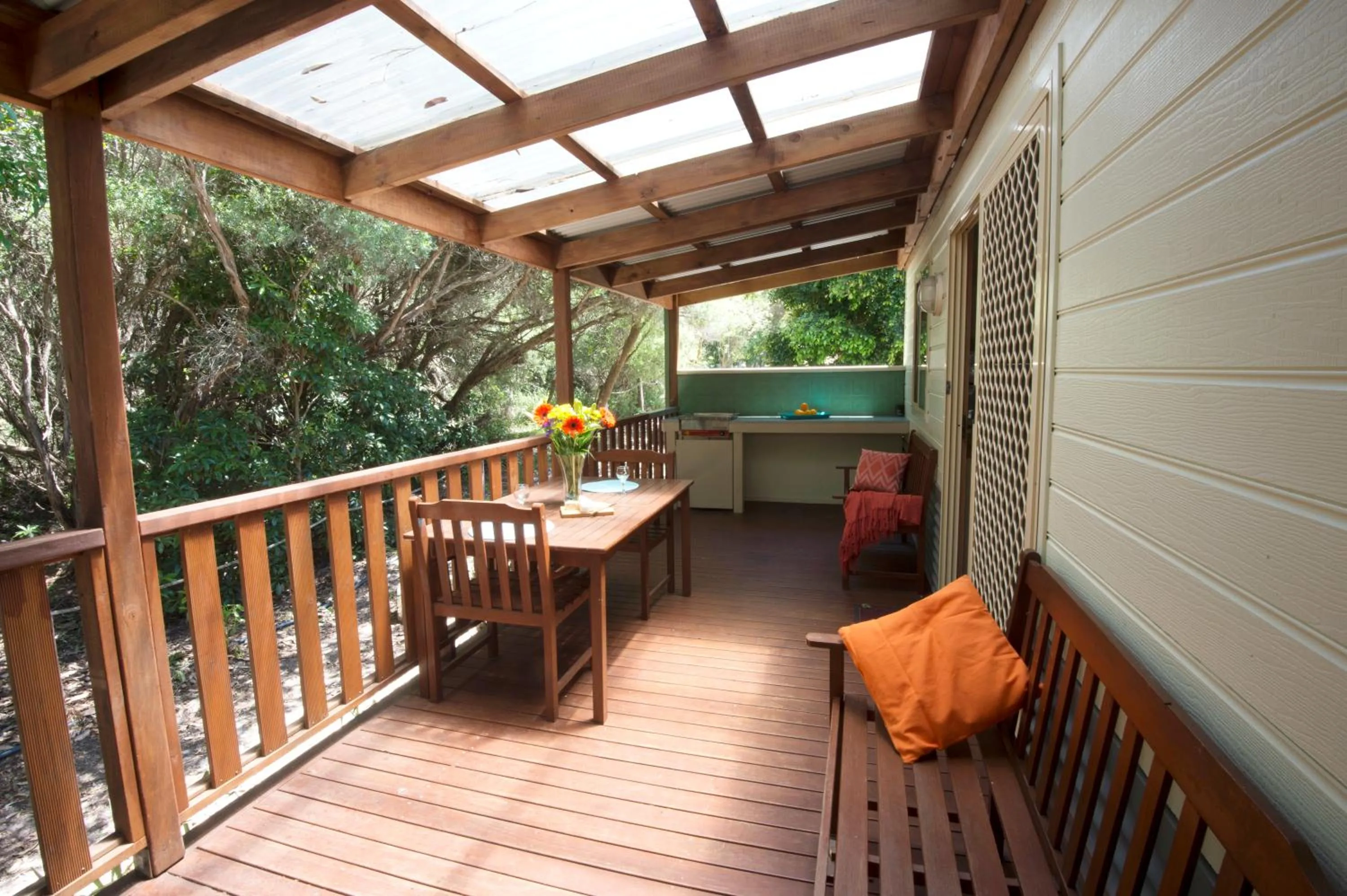 BBQ facilities in The Lakes Beachfront Holiday Park