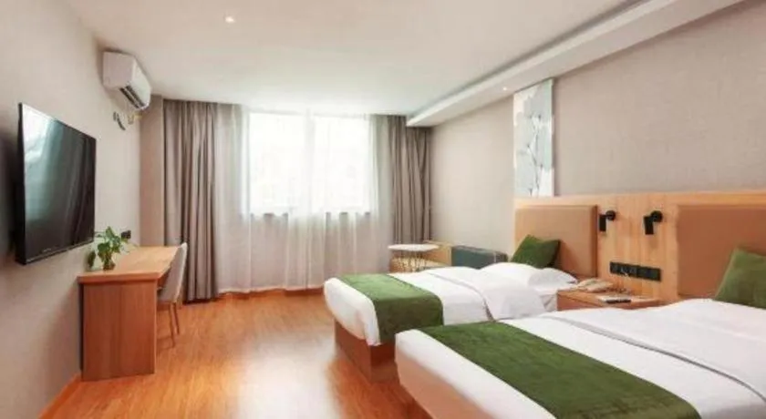 Bed in GreenTree Inn Shanghai Jiading Anting Motor City Express Hotel