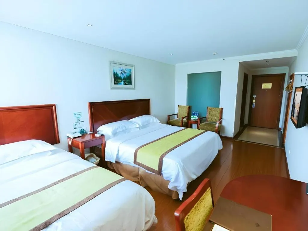 Bed in GreenTree Inn Jiaxing Zhongan Business Hotel