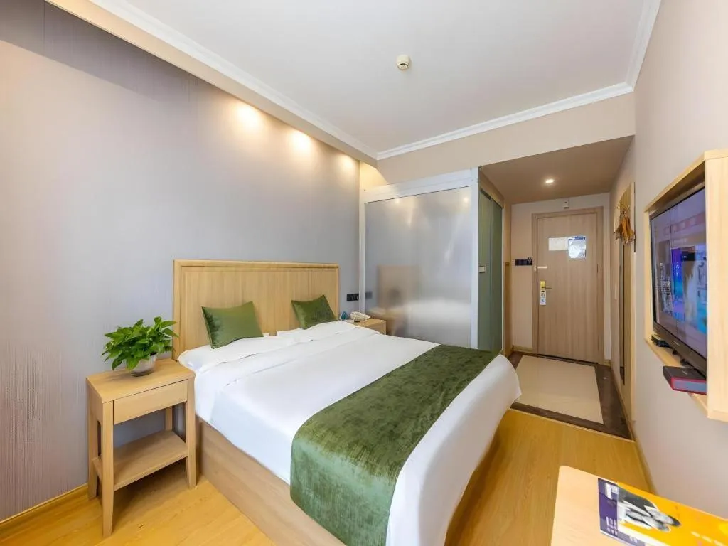 Bed in GreenTree Inn Lanzhou Gongjiawan Yangjiaqiao Express Hotel