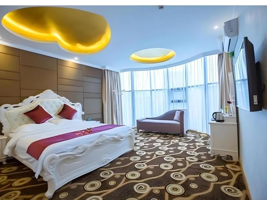Bed in GreenTree Inn Wuxi Donggang Town Donghutang Shell Hotel