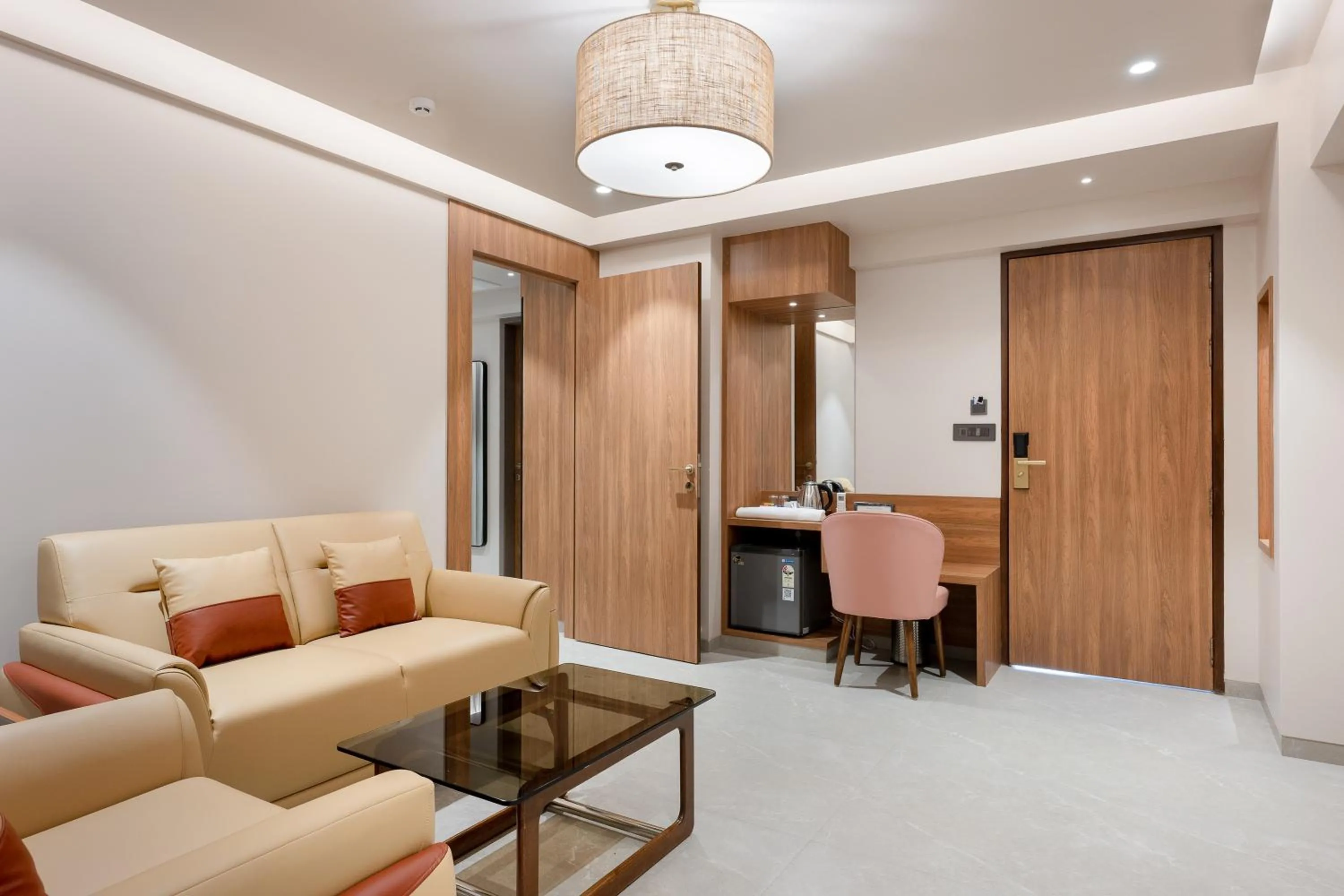 Seating area in Nine Square Residency