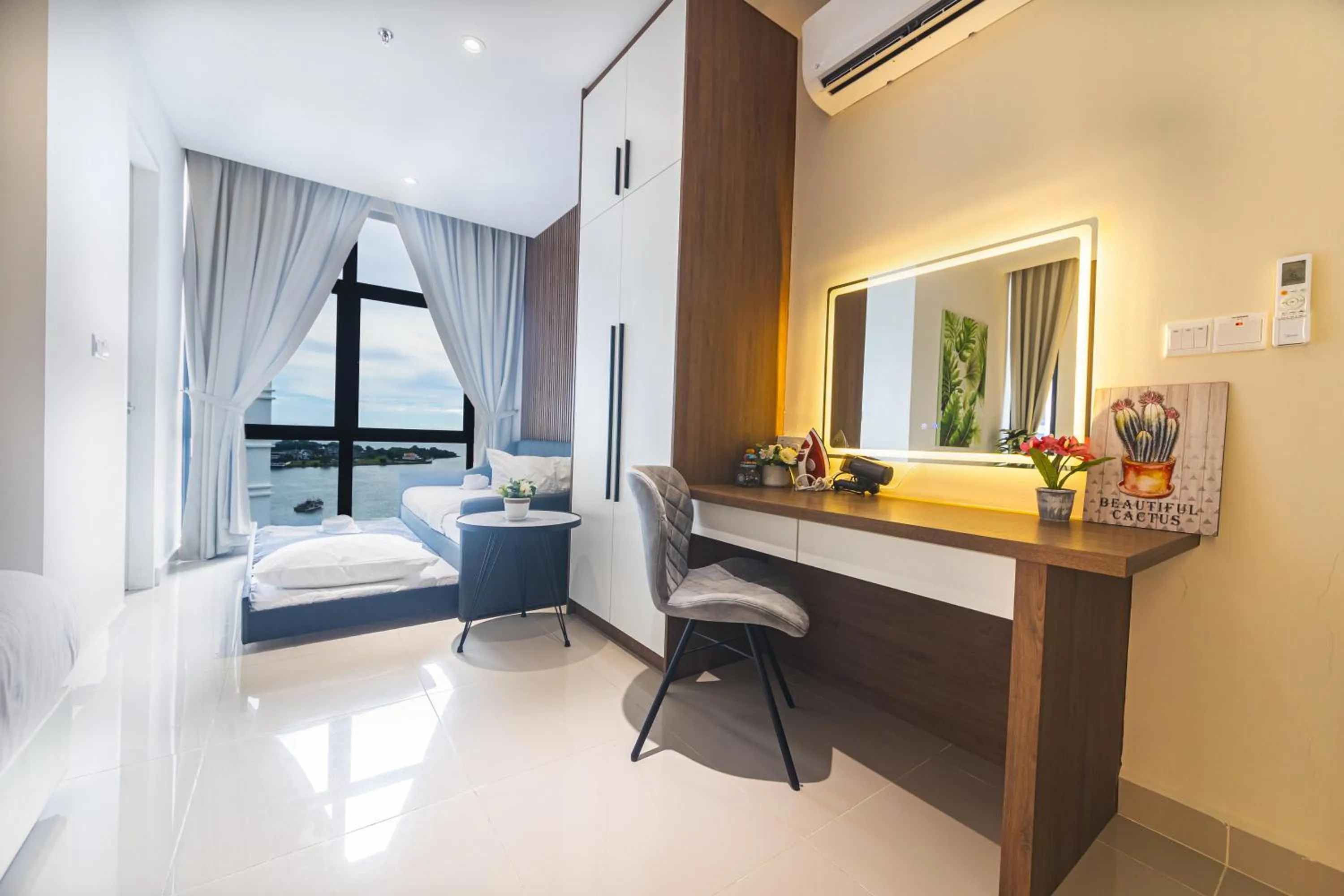 Bed in 5StarPanda Seaview Suites at The Shore Kota Kinabalu
