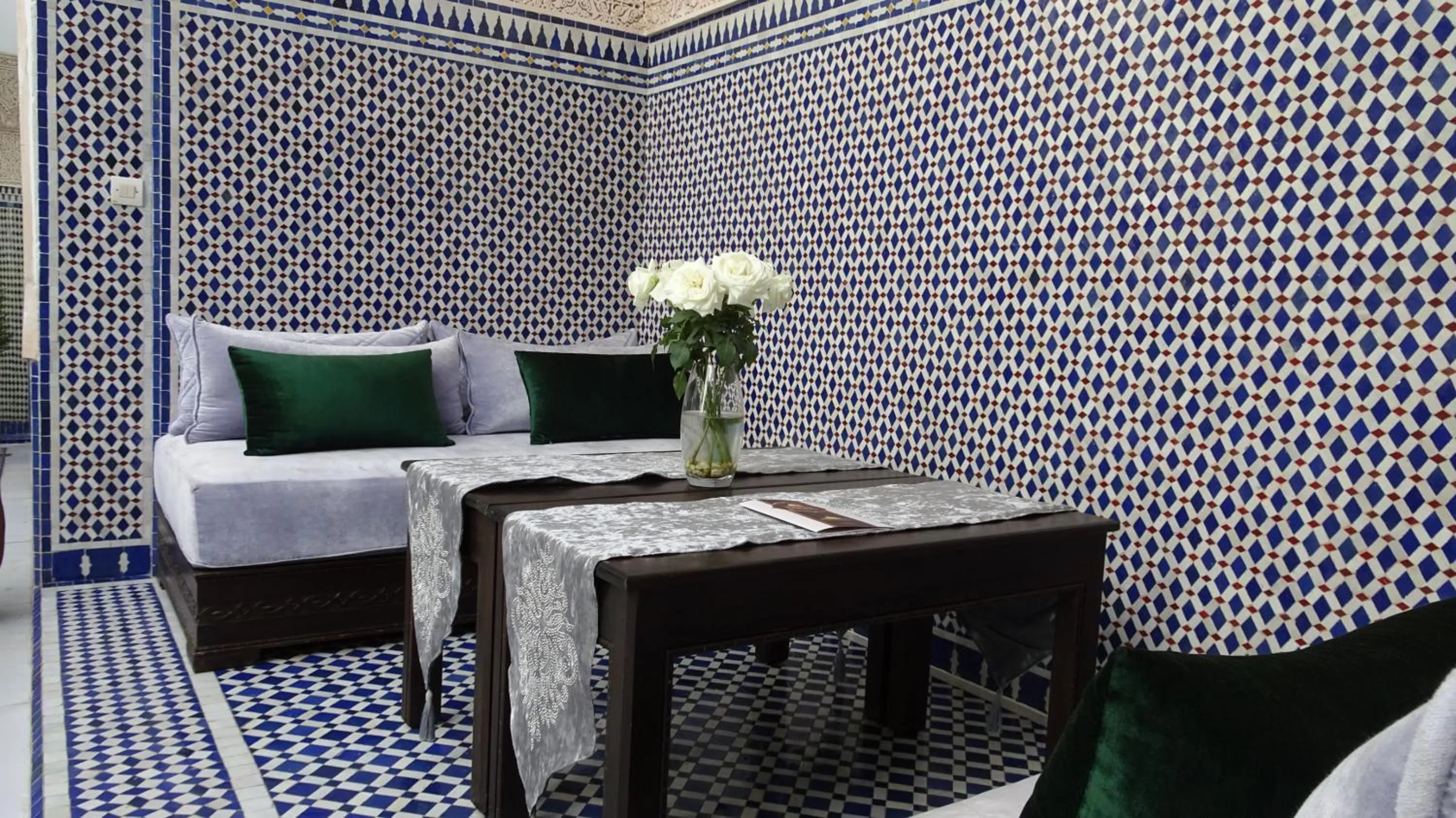 Patio, Bed in Riad Sabah