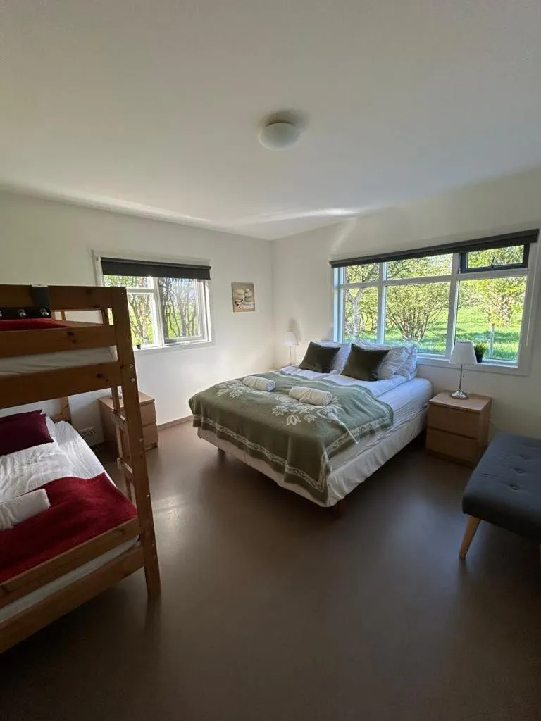 Bed in Syðra-Skörðugil Guesthouse