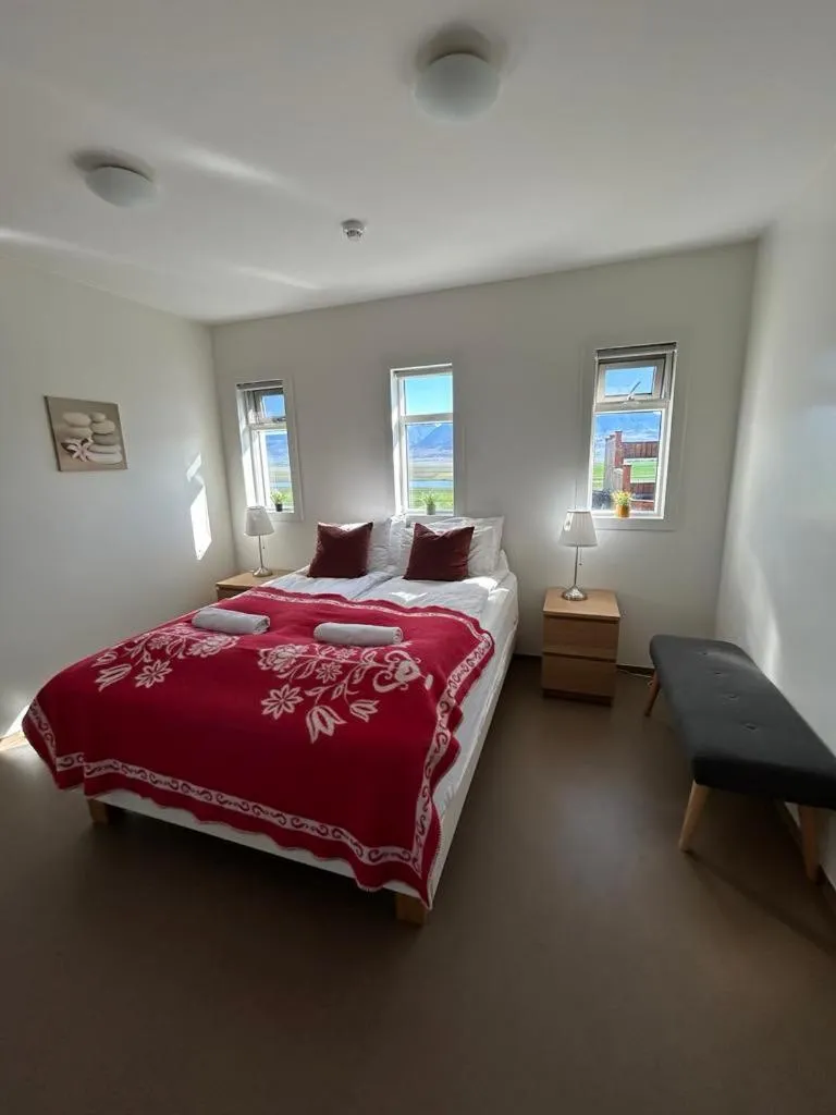 Bed in Syðra-Skörðugil Guesthouse