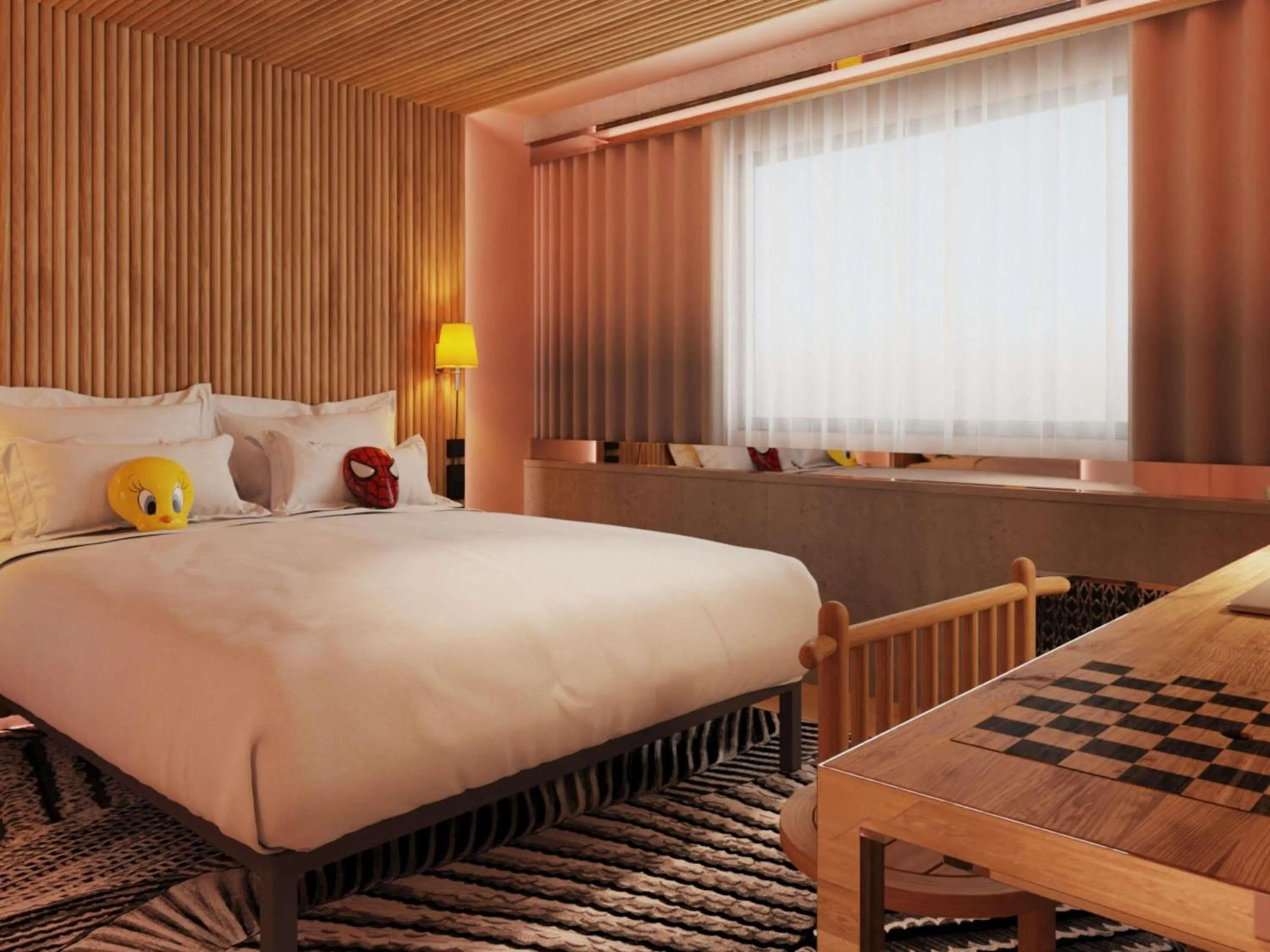 Property building, Bed in Mama Shelter Zurich