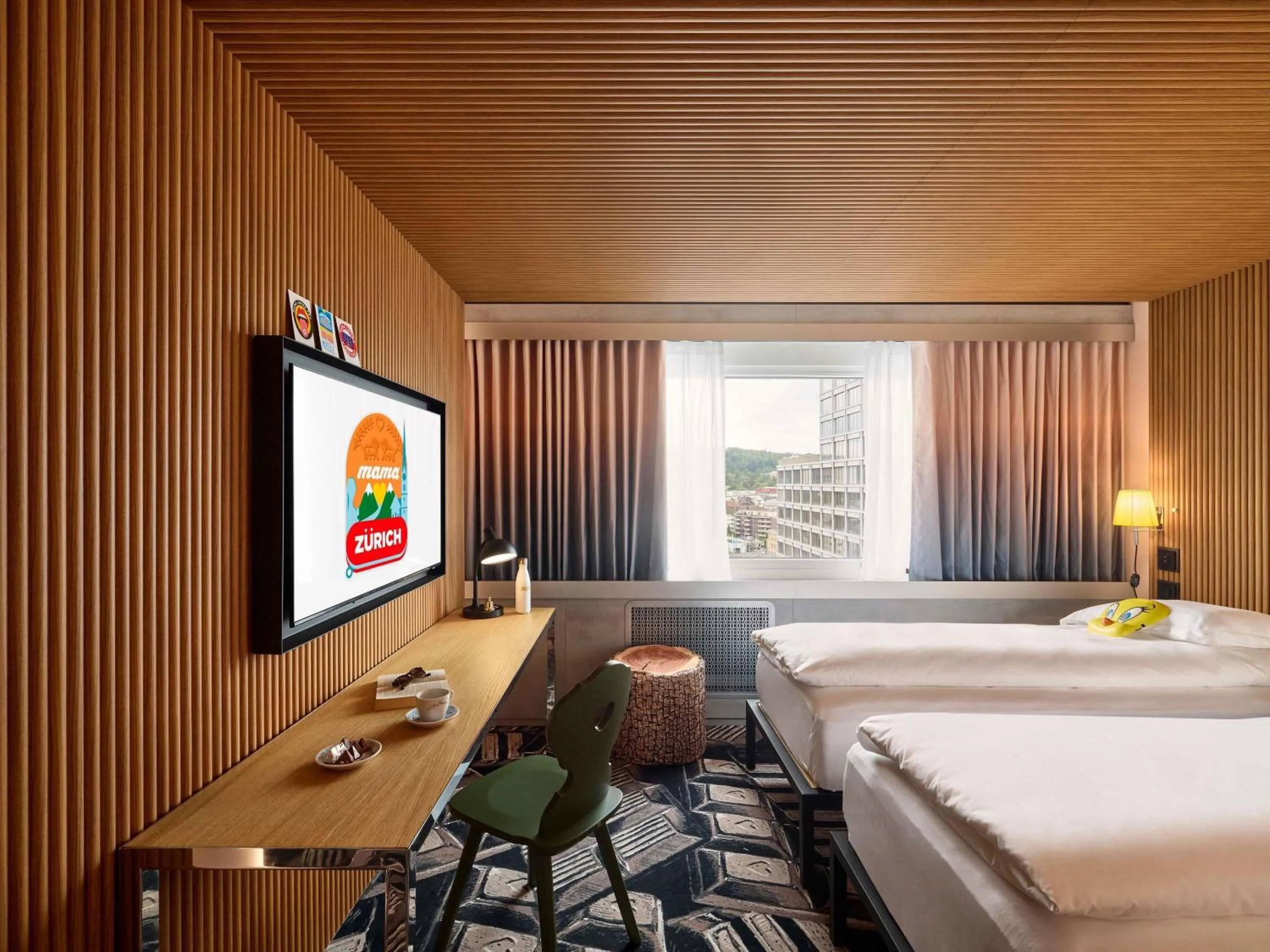 Bedroom, Bed in Mama Shelter Zurich