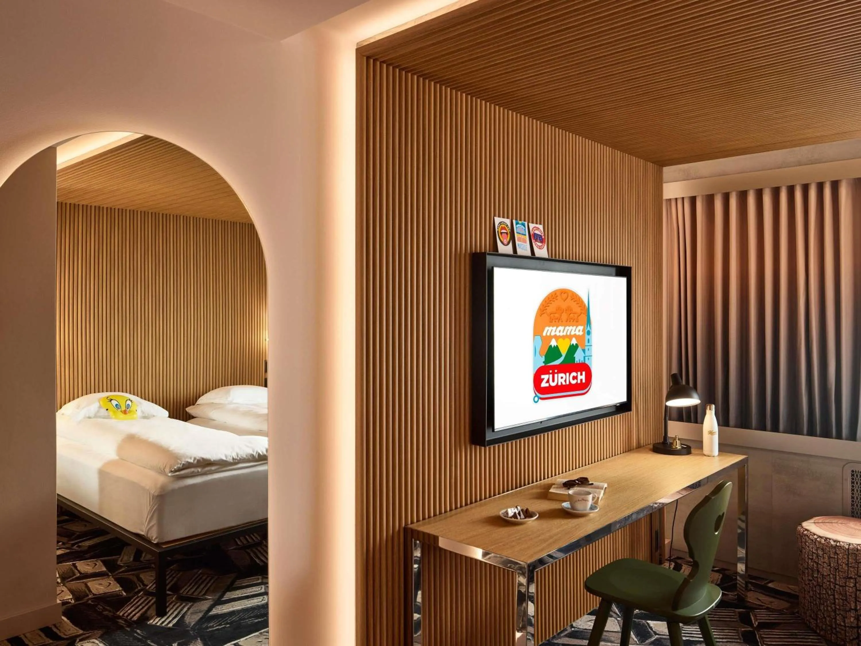 Bedroom, Bed in Mama Shelter Zurich