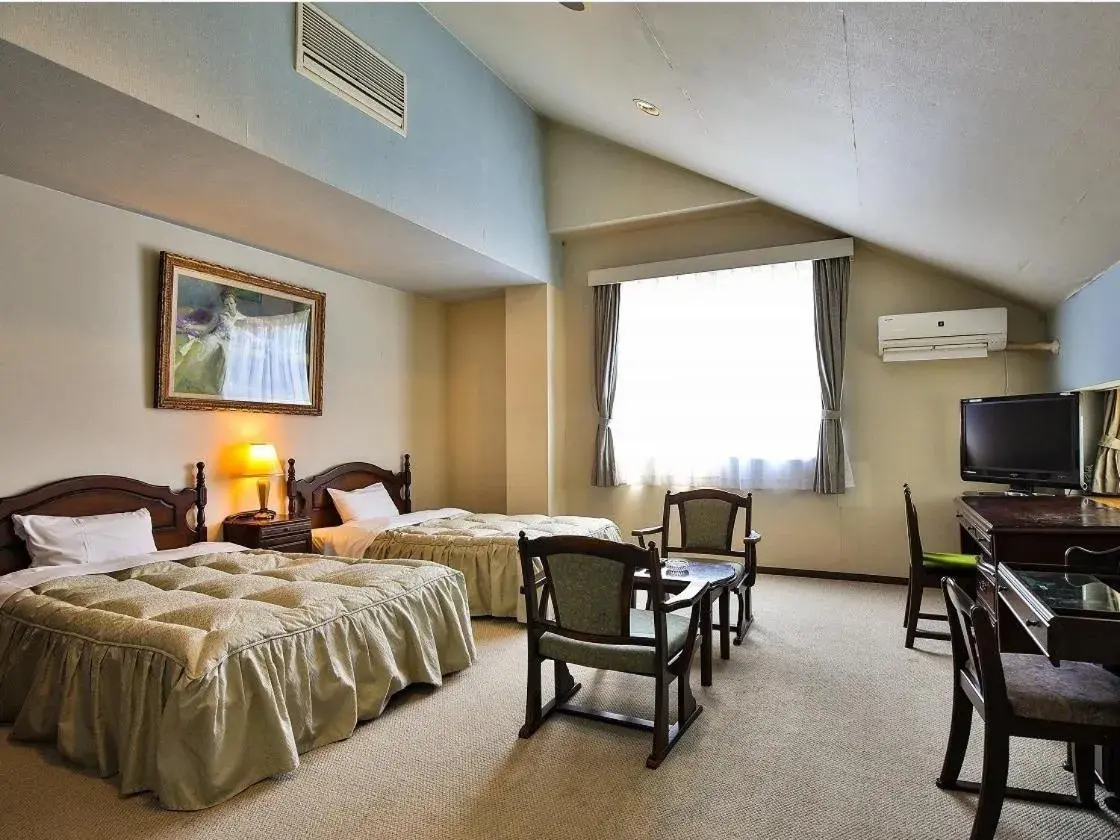 Bed in Grampus Inn Shirahama Bed in Grampus Inn Shirahama