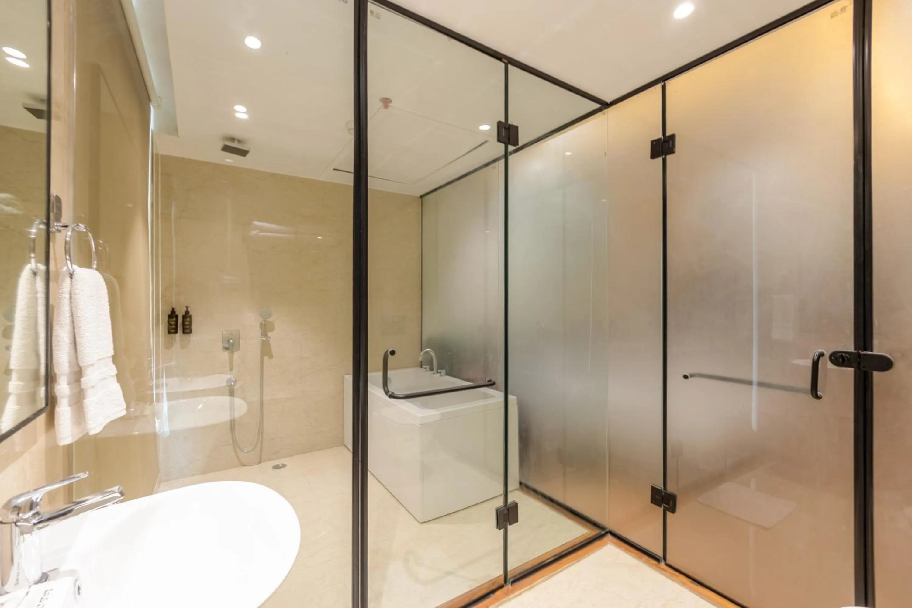 Shower in Saltstayz Premier Suite Chandigarh Mohali