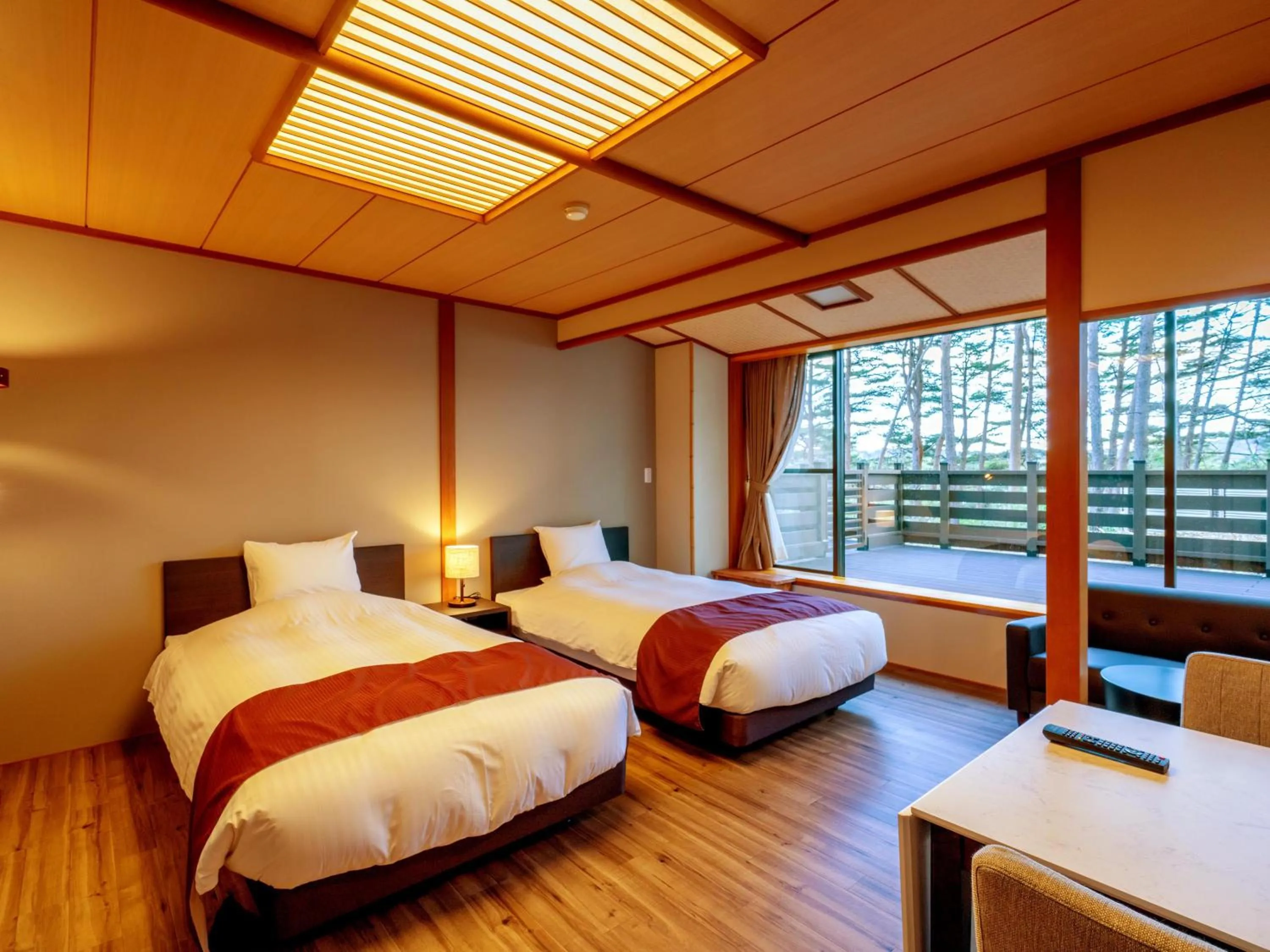 Bed in Jodogahama Park Hotel