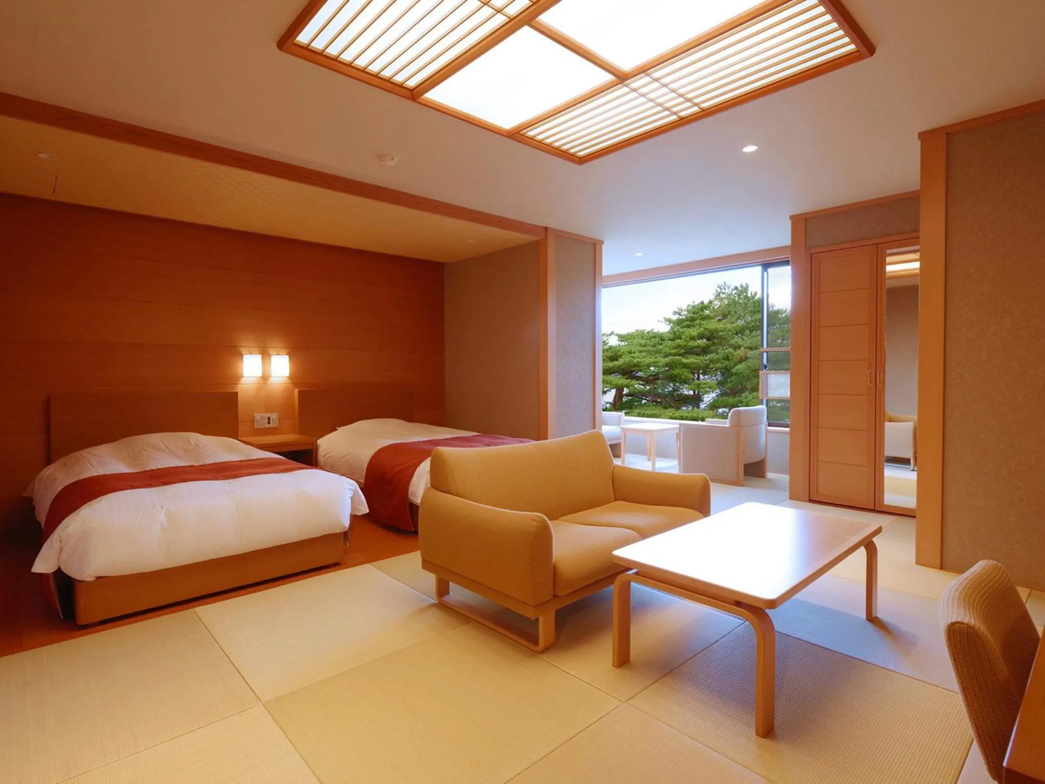 Bed in Jodogahama Park Hotel