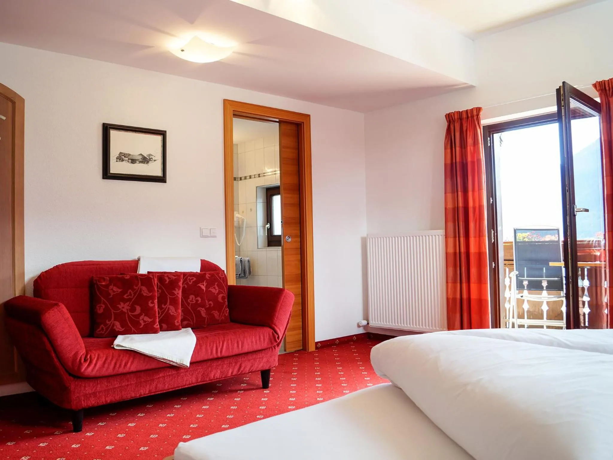 Balcony/Terrace, Bed in Pension Apartment Erna