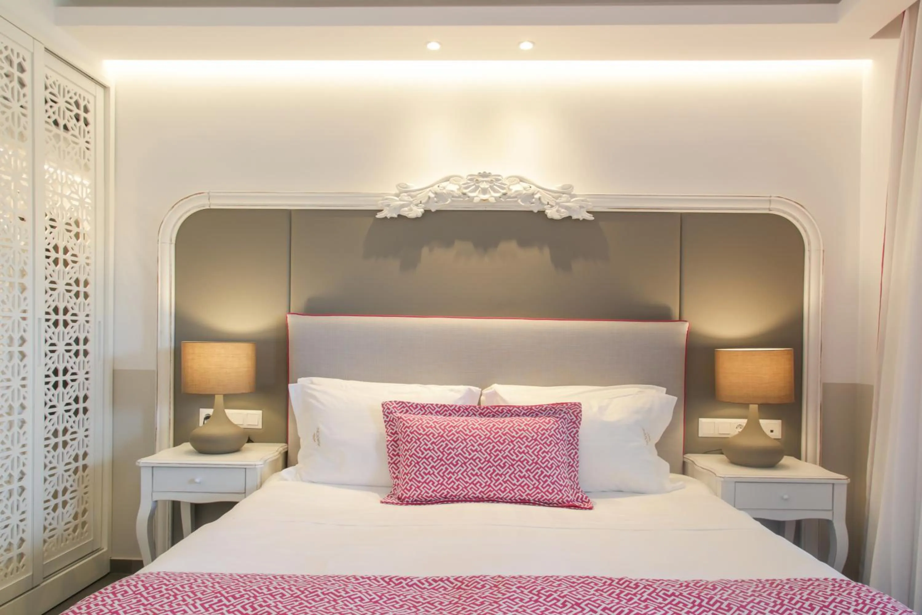Bed in Avaton Luxury Beach Resort - Relais & Chateaux