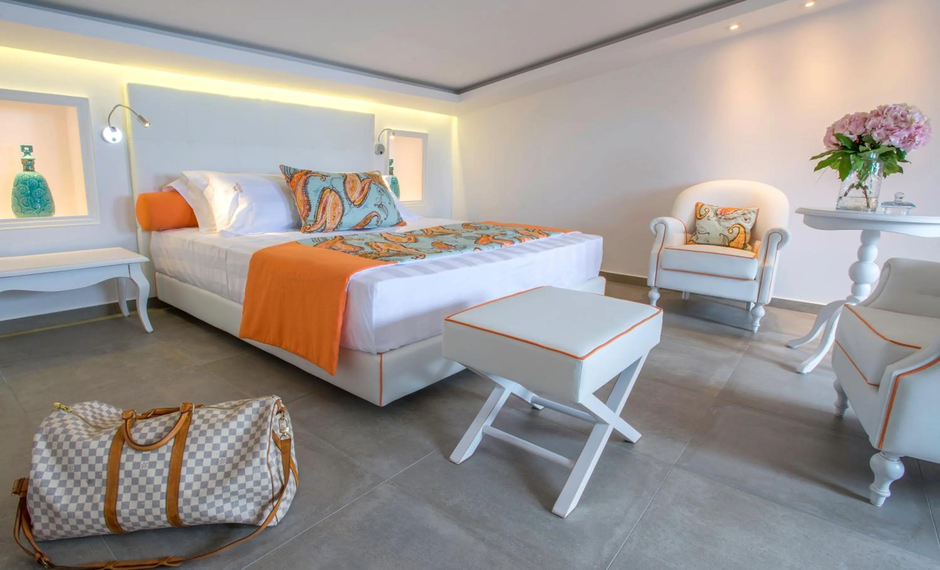 Bed in Avaton Luxury Beach Resort - Relais & Chateaux