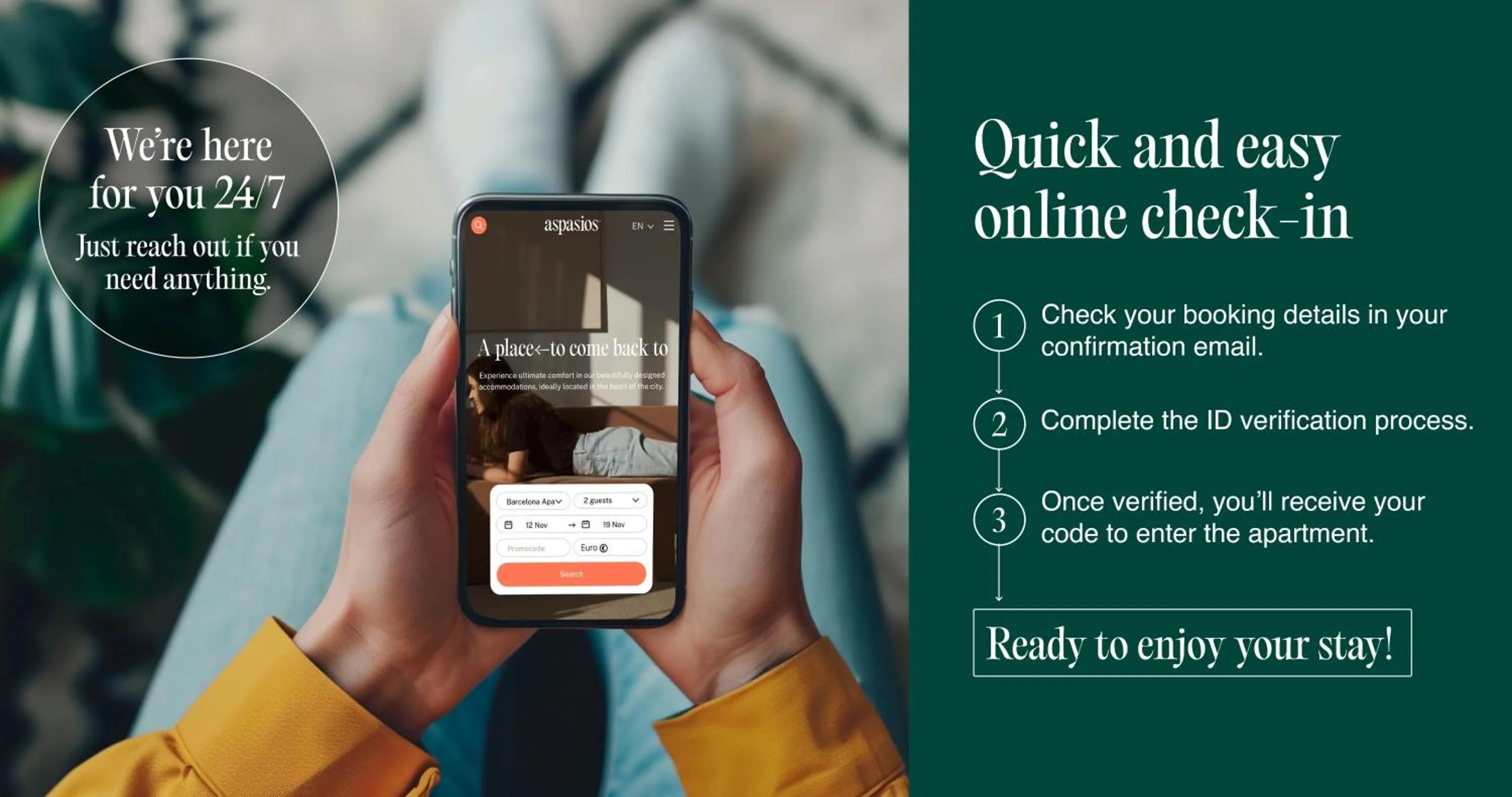 Text overlay in Aspasios Charming Flats