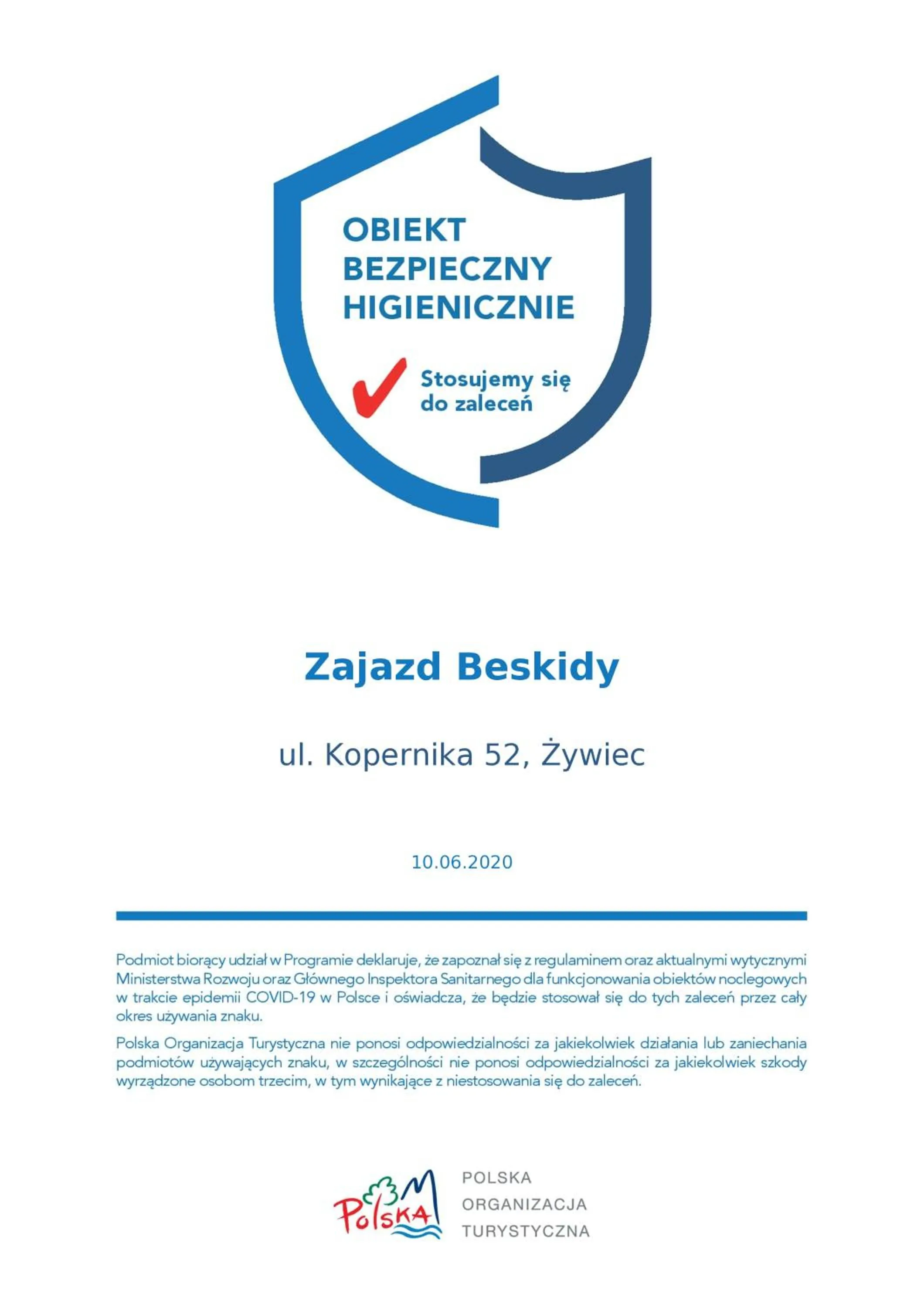 Logo/Certificate/Sign in Zajazd Beskidy