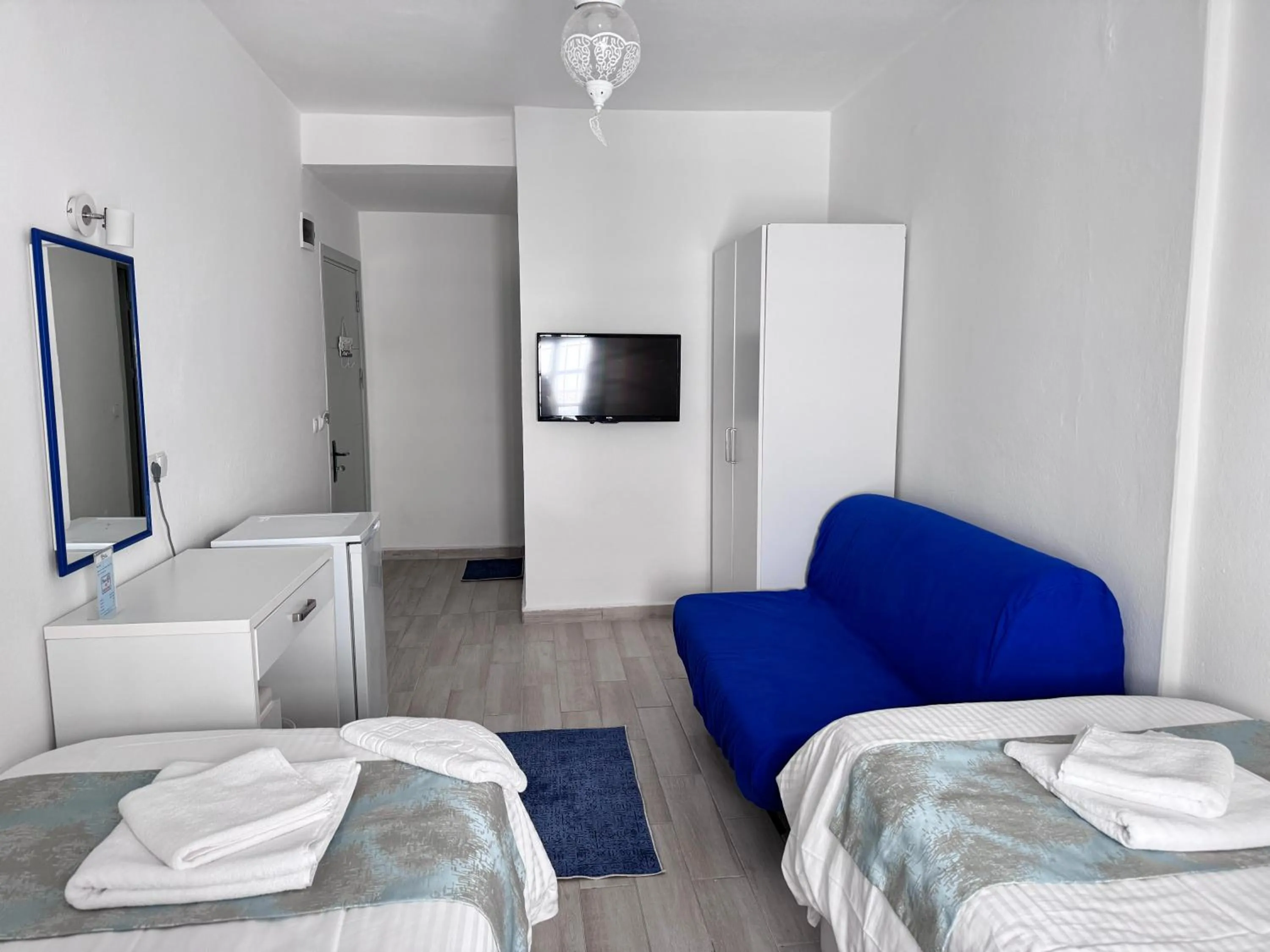 Bed in White and Blue Bodrum