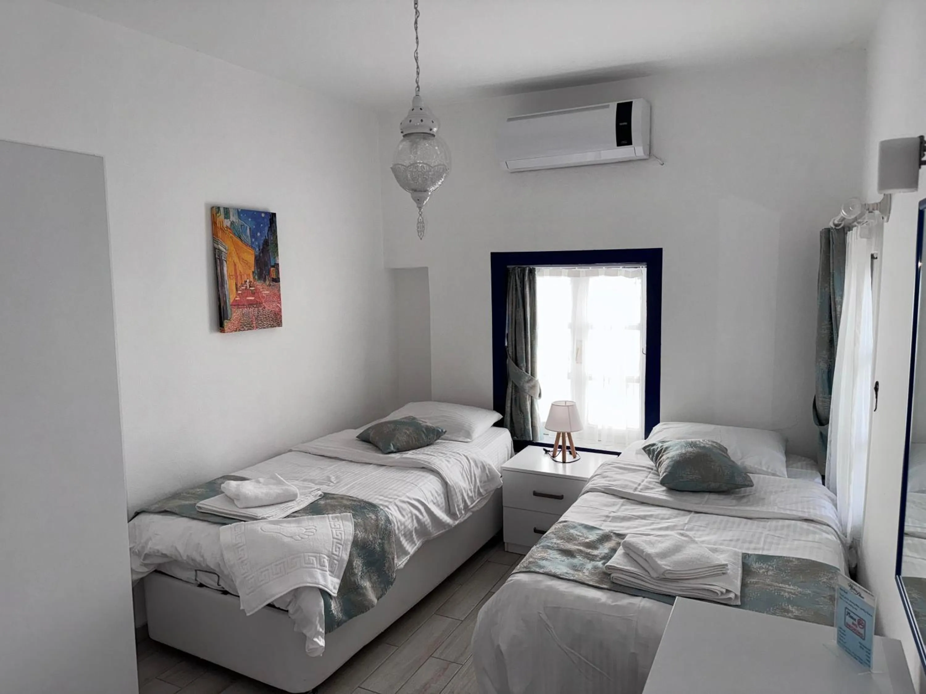 Bed in White and Blue Bodrum
