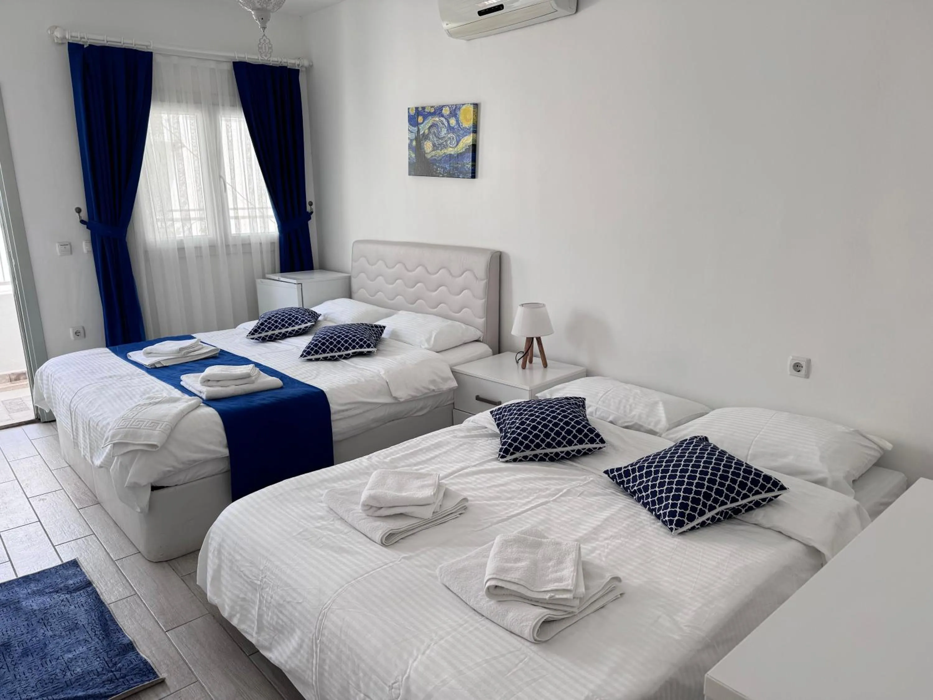 Bed in White and Blue Bodrum