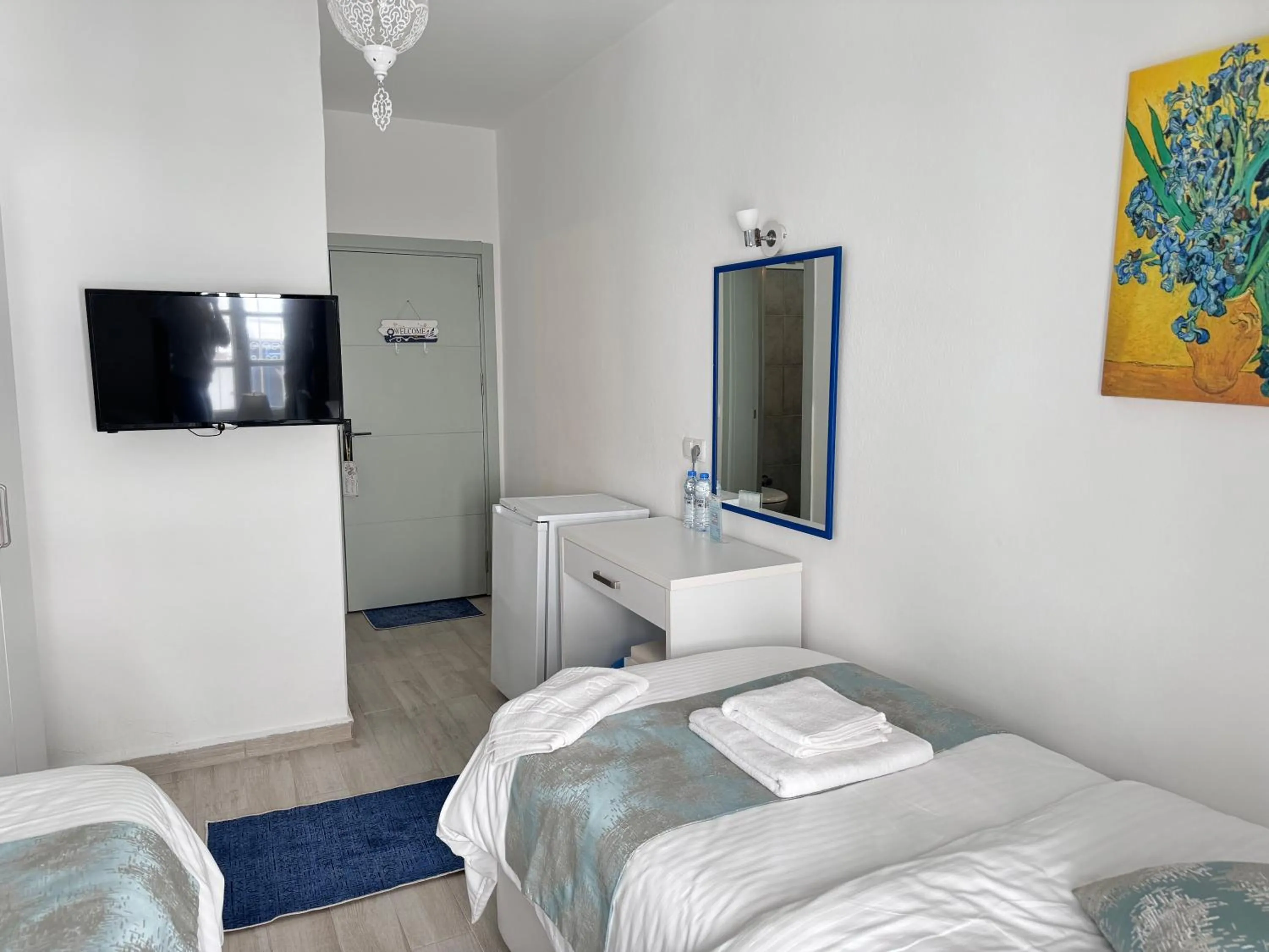 Bed in White and Blue Bodrum