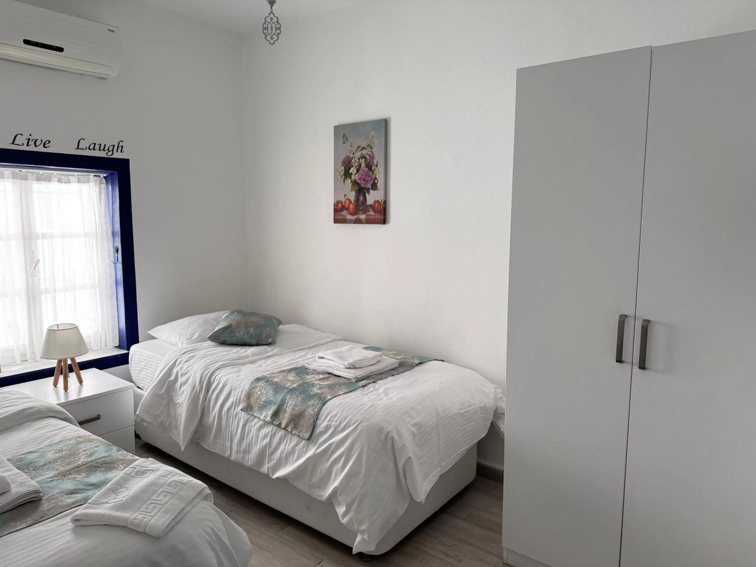 Bed in White and Blue Bodrum