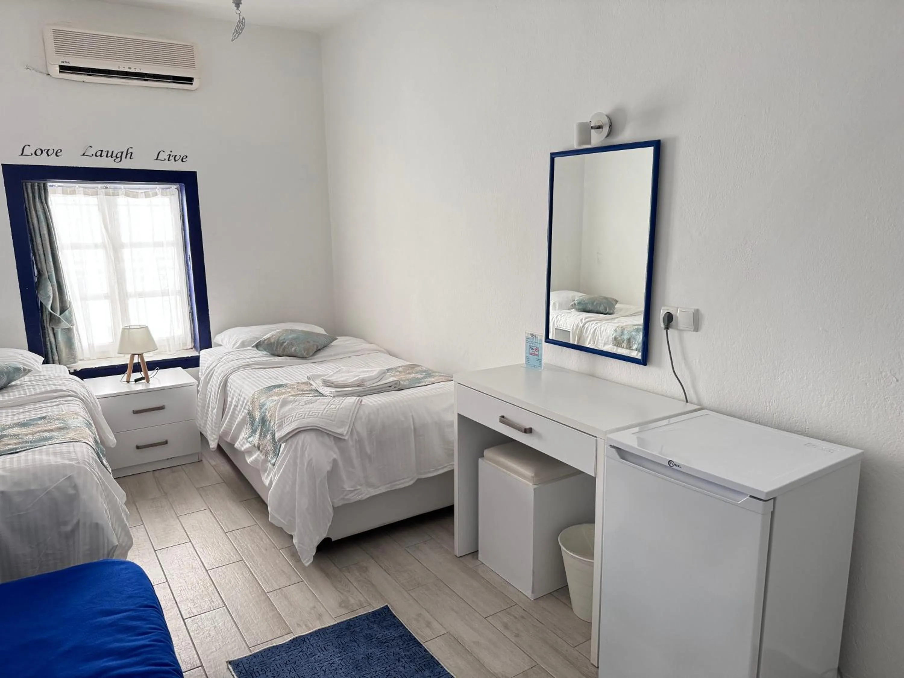 Bed in White and Blue Bodrum