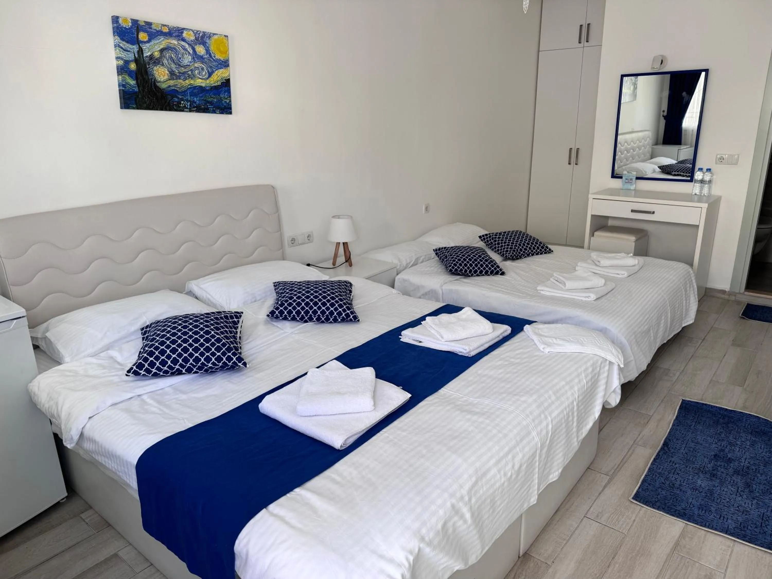 Bed in White and Blue Bodrum